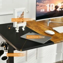 Costway 55''x28'' Electric Standing Desk Height Adjustable Sit Stand Desk w/USB Port BrownBlack -Outlet Desks Store unnamed file 9252