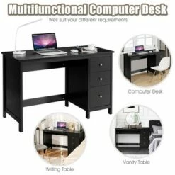 Costway Computer Desk Study Writing Desk Home Office Workstation with 3 Drawers WhiteBlack -Outlet Desks Store unnamed file 9272