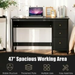 Costway Computer Desk Study Writing Desk Home Office Workstation with 3 Drawers WhiteBlack -Outlet Desks Store unnamed file 9273