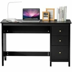Costway Computer Desk Study Writing Desk Home Office Workstation with 3 Drawers WhiteBlack -Outlet Desks Store unnamed file 9276