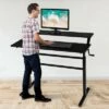 Costway Standing Desk Crank Adjustable Sit to Stand Workstation with Monitor Shelf BrownBlack