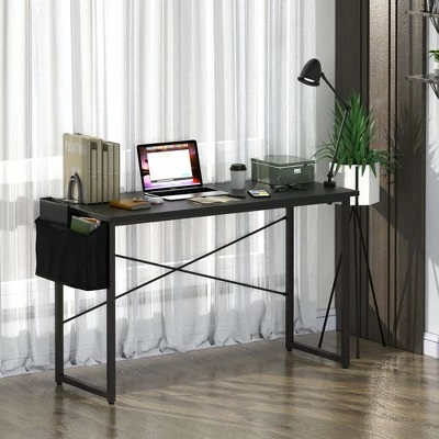 Costway Modern Computer Desk 47'' Study Writing Table w/ Storage Bag Coffee Black/Brown/Coffee 4 Costway Modern Computer Desk 47'' Study Writing Table w/ Storage Bag Coffee Black/Brown/Coffee - Image 2