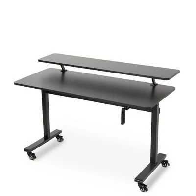 Tranzendesk Standing Desk with Attachable Shelf, Front Handle, and Wheels – 55” Sit to Stand Workstation – Black – Stand Steady 3 Tranzendesk Standing Desk with Attachable Shelf, Front Handle, and Wheels – 55” Sit to Stand Workstation – Black – Stand Steady