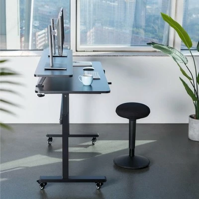 Tranzendesk Standing Desk with Attachable Shelf, Front Handle, and Wheels – 55” Sit to Stand Workstation – Black – Stand Steady 5 Tranzendesk Standing Desk with Attachable Shelf, Front Handle, and Wheels – 55” Sit to Stand Workstation – Black – Stand Steady - Image 3