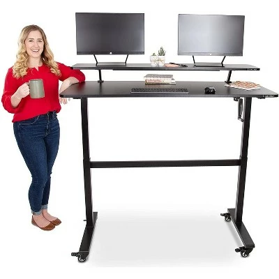 Tranzendesk Standing Desk with Attachable Shelf, Front Handle, and Wheels – 55” Sit to Stand Workstation – Black – Stand Steady 12 Tranzendesk Standing Desk with Attachable Shelf, Front Handle, and Wheels – 55” Sit to Stand Workstation – Black – Stand Steady - Image 10