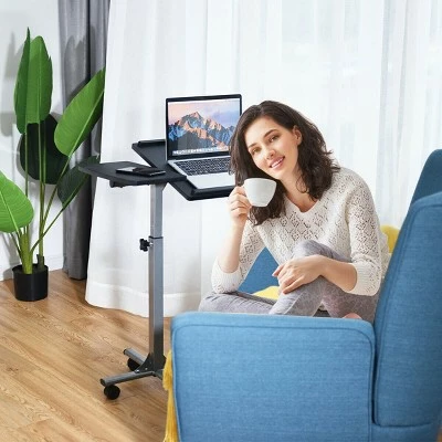 Costway Adjustable Angle & Height Rolling Laptop Notebook Desk Stand Over Sofa Bed Table 3 Costway Adjustable Angle & Height Rolling Laptop Notebook Desk Stand Over Sofa Bed Table