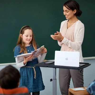 Costway Adjustable Angle & Height Rolling Laptop Notebook Desk Stand Over Sofa Bed Table 4 Costway Adjustable Angle & Height Rolling Laptop Notebook Desk Stand Over Sofa Bed Table - Image 2