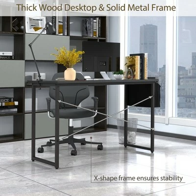 Costway Modern Computer Desk 47'' Study Writing Table w/ Storage Bag Coffee Black/Brown/Coffee 9 Costway Modern Computer Desk 47'' Study Writing Table w/ Storage Bag Coffee Black/Brown/Coffee - Image 7