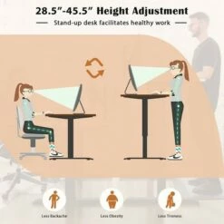 Costway L Shaped Electric Adjustable Standing Desk w/ Controller 2 Hooks BlackRustic -Outlet Desks Store unnamed file 9349