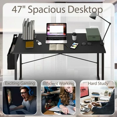 Costway Modern Computer Desk 47'' Study Writing Table w/ Storage Bag Coffee Black/Brown/Coffee 10 Costway Modern Computer Desk 47'' Study Writing Table w/ Storage Bag Coffee Black/Brown/Coffee - Image 8