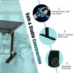 Costway 48'' Electric Sit to Stand Desk Adjustable Standing Workstation w/Control -Outlet Desks Store unnamed file 9360