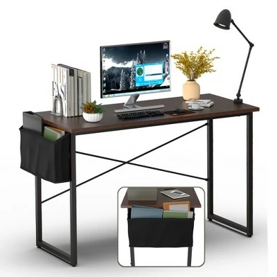 Costway Modern Computer Desk 47'' Study Writing Table w/ Storage Bag Coffee Black/Brown/Coffee 13 Costway Modern Computer Desk 47'' Study Writing Table w/ Storage Bag Coffee Black/Brown/Coffee - Image 11