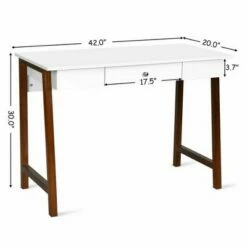 Costway Computer Desk Laptop PC Writing Table Makeup Vanity Table w/Drawer and Wood Legs