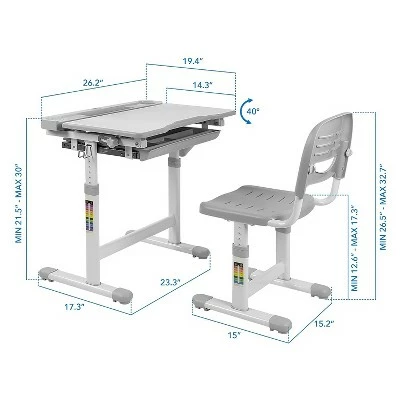 Mount-It! 26" Kid's Desk with Chair Gray (MI-10201) 3 Mount-It! 26" Kid's Desk with Chair Gray (MI-10201)