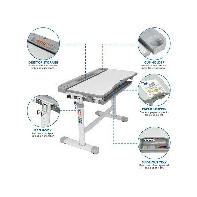 Mount-It! 26" Kid's Desk with Chair Gray (MI-10201) 4 Mount-It! 26" Kid's Desk with Chair Gray (MI-10201) - Image 2