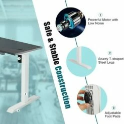 Costway 48'' Electric Sit to Stand Desk Adjustable Standing Workstation w/Control -Outlet Desks Store unnamed file 9453