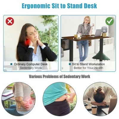 Costway 48'' Electric Standing Desk Height Adjustable w/ Control Panel & USB Port RusticWalnut 5 Costway 48'' Electric Standing Desk Height Adjustable w/ Control Panel & USB Port RusticWalnut - Image 3