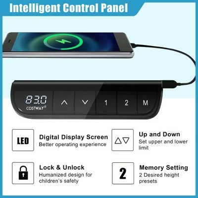 Costway 48'' Electric Standing Desk Height Adjustable w/ Control Panel & USB Port RusticWalnut 8 Costway 48'' Electric Standing Desk Height Adjustable w/ Control Panel & USB Port RusticWalnut - Image 6