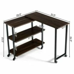 Costway Walnut Sofa Side Table Rotating Bookcase End Table w/Wheels -Outlet Desks Store unnamed file 9493