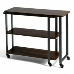 Costway Walnut Sofa Side Table Rotating Bookcase End Table w/Wheels -Outlet Desks Store unnamed file 9494