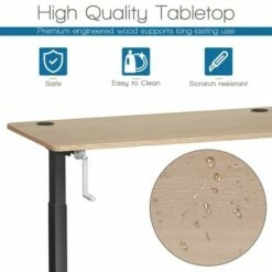 Costway 48'' Sit Stand Desk Adjustable Standing Workstation w/Crank Handle WhiteBlackGrey -Outlet Desks Store unnamed file 9513