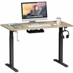 Costway 48'' Sit Stand Desk Adjustable Standing Workstation w/Crank Handle WhiteBlackGrey -Outlet Desks Store unnamed file 9516