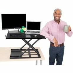X-Elite Pro 28” Standing Desk Converter with Pneumatic Height-Adjustment - Black – Stand Steady -Outlet Desks Store unnamed file 9528