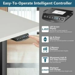 Costway Electric Adjustable Standing up Desk Frame Dual Motor w/Controller WhiteBlackGrey -Outlet Desks Store unnamed file 9535