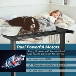 Costway Electric Adjustable Standing up Desk Frame Dual Motor w/Controller WhiteBlackGrey -Outlet Desks Store unnamed file 9536