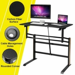 Costway Pneumatic Height Adjustable Standing Desk Sit to Stand Computer Desk Workstaion -Outlet Desks Store unnamed file 9560