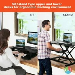 Costway Gymax Sit to Stand Desk 32'' Standing Desk Converter Height Adjustable -Outlet Desks Store unnamed file 9655