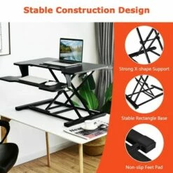 Costway Gymax Sit to Stand Desk 32'' Standing Desk Converter Height Adjustable -Outlet Desks Store unnamed file 9659