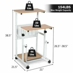 Costway Height Adjustable Computer Standing Desk w/wheels & Footrest