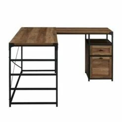 Halverson Industrial L Shaped Computer Desk with File Storage - Saracina Home Rustic Oak -Outlet Desks Store unnamed file 968