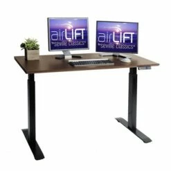 Airlift Electric Height Adjustable Standing Desk with USB Charger Walnut - Seville Classics