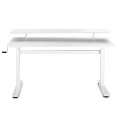 Tranzendesk Standing Desk with Clamp-On Shelf - 55" Sit to Stand Workstation with 55” Monitor Stand - White - Stand Steady 10 Tranzendesk Standing Desk with Clamp-On Shelf - 55" Sit to Stand Workstation with 55” Monitor Stand - White - Stand Steady - Image 8