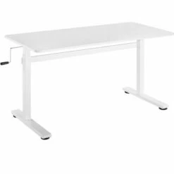 Tranzendesk Standing Desk – 55" Manual Height Adjustable Workstation – White – Stand Steady