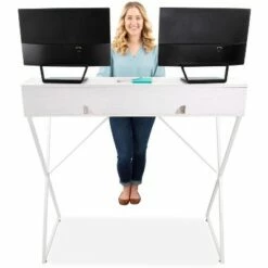 Joy Standing Desk – 48” Stand-up Workstation with Cubbies – White Finish – Stand Steady -Outlet Desks Store unnamed file 9797