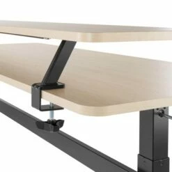 Tranzendesk Standing Desk with Clamp-On Shelf - 55" Sit to Stand Workstation with 55” Monitor Stand – Maple - Stand Steady -Outlet Desks Store unnamed file 9816