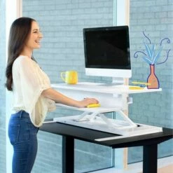 FlexPro Premier Electric Standing Desk Converter – 40" Sit to Stand Workstation – White – Stand Steady -Outlet Desks Store unnamed file 9848