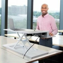 FlexPro Premier Electric Standing Desk Converter – 40" Sit to Stand Workstation – White – Stand Steady -Outlet Desks Store unnamed file 9851