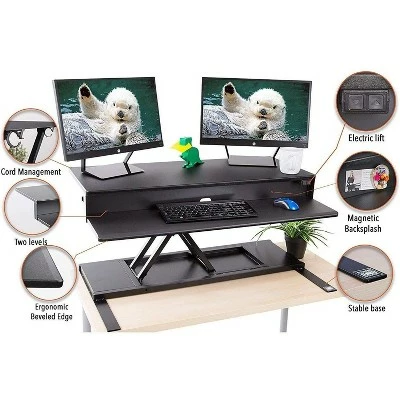 FlexPro Premier Electric Standing Desk Converter – 40" Sit to Stand Workstation – Black – Stand Steady 6 FlexPro Premier Electric Standing Desk Converter – 40" Sit to Stand Workstation – Black – Stand Steady - Image 4