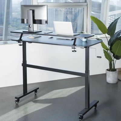 Tranzendesk Standing Desk with Clamp-On Shelf - 55" Sit to Stand Workstation with 55” Monitor Stand - Black - Stand Steady 5 Tranzendesk Standing Desk with Clamp-On Shelf - 55" Sit to Stand Workstation with 55” Monitor Stand - Black - Stand Steady - Image 3