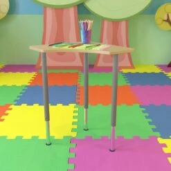 Flash Furniture Triangular Natural Collaborative Student Desk (Adjustable from 22.3" to 34") - Home and Classroom