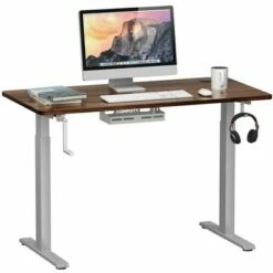 Costway 48'' Sit Stand Desk Adjustable Standing Workstation w/Crank Handle WhiteBlackGrey -Outlet Desks Store unnamed file 9914