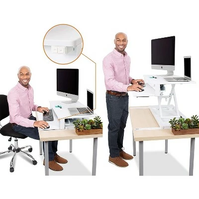 FlexPro Premier Electric Standing Desk Converter – 36" Sit to Stand Workstation – White – Stand Steady 4 FlexPro Premier Electric Standing Desk Converter – 36" Sit to Stand Workstation – White – Stand Steady - Image 2