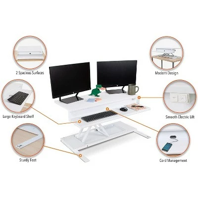 FlexPro Premier Electric Standing Desk Converter – 36" Sit to Stand Workstation – White – Stand Steady 6 FlexPro Premier Electric Standing Desk Converter – 36" Sit to Stand Workstation – White – Stand Steady - Image 4
