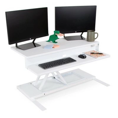 FlexPro Premier Electric Standing Desk Converter – 36" Sit to Stand Workstation – White – Stand Steady 8 FlexPro Premier Electric Standing Desk Converter – 36" Sit to Stand Workstation – White – Stand Steady - Image 6