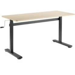 Tranzendesk Standing Desk – 55" Manual Height Adjustable Workstation – Maple – Stand Steady