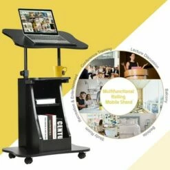 Costway Set of 2 Sit-to-Stand Laptop Desk Cart Rolling Mobile Height Adjustable -Outlet Desks Store unnamed file 9997